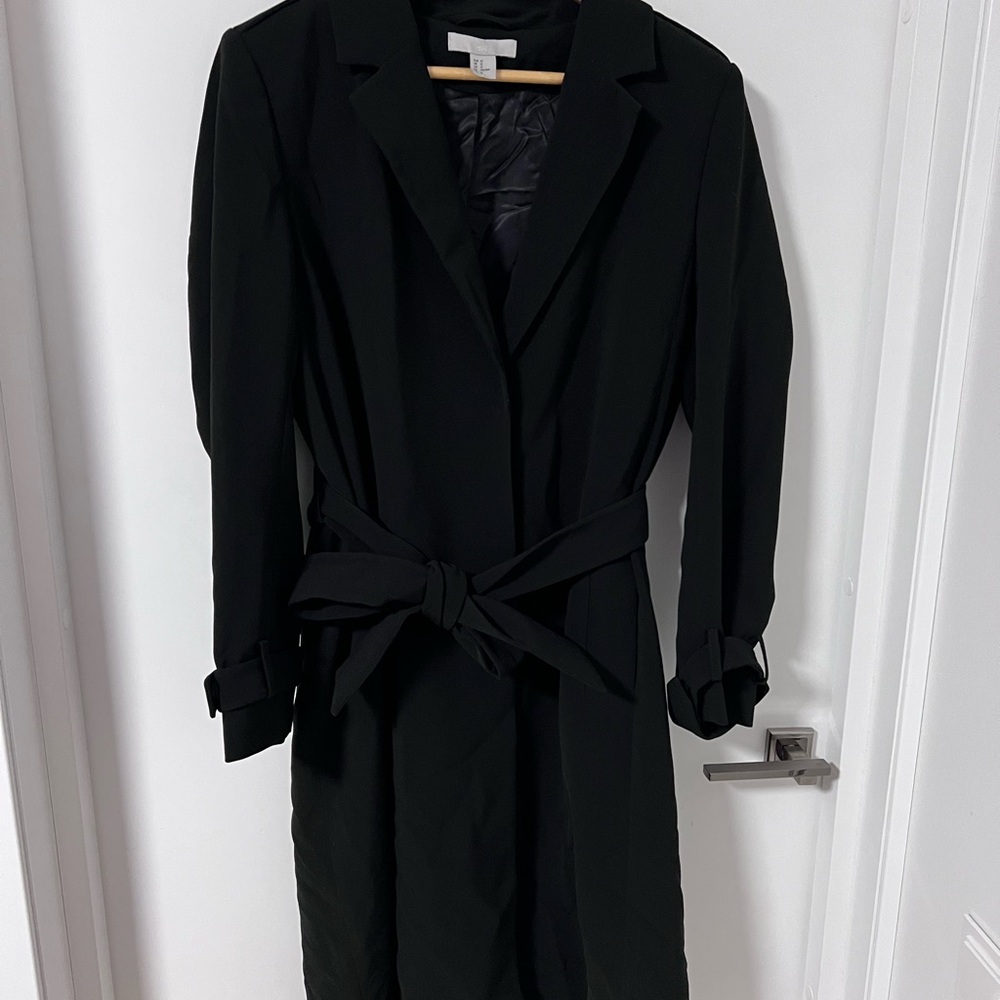 Black Trench Coat with Belt